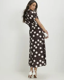 Brown Polka Dot Slip Dress