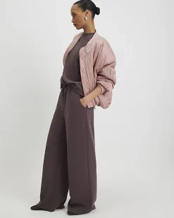 Brown Premium Drawstring Wide Leg Joggers