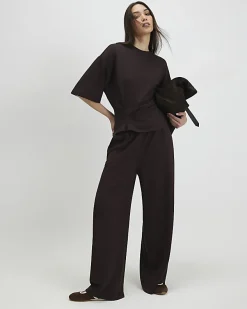 Brown Premium Short Sleeve Tuck Side Top