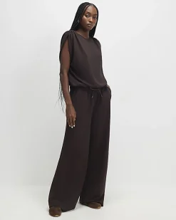Brown Premium Short Sleeve Bubble Hem Top