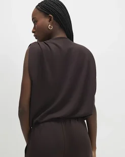 Brown Premium Short Sleeve Bubble Hem Top