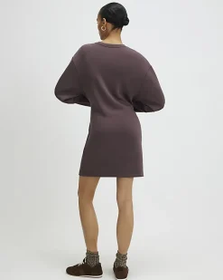 Brown Premium Tie Front Mini Sweatshirt Dress