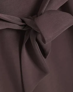 Brown Premium Tie Front Mini Sweatshirt Dress