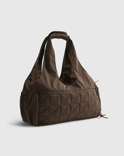 Brown Quilted Bow Yoga Bag