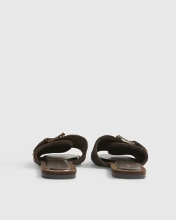 Brown Raffia Buckle Sandals