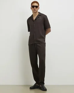 Brown Regular Fit Embroidered Script Shirt