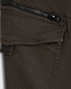Brown Regular Fit Stretch Textured Joggers