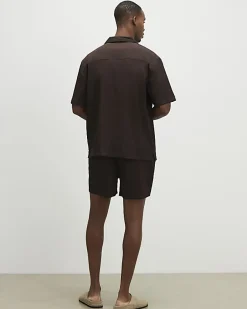 Brown Regular Fit Textured Shorts