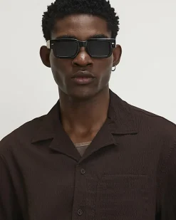 Brown Regular Fit Textured Shirt & Short Set