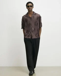 Brown RI Studio 3D Floral Shirt