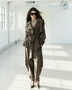 Brown RI Studio Short Drapey Trench Coat