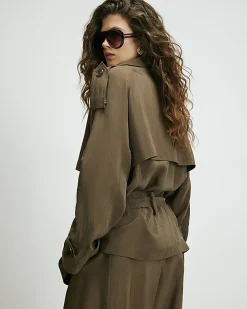 Brown RI Studio Short Drapey Trench Coat