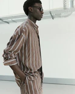 Brown RI Studio Stripe Shirt