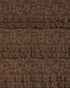 Brown Ruffle Lace Textured Top