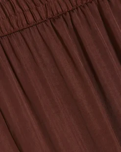 Brown Satin Elasticated Wide Leg Trousers