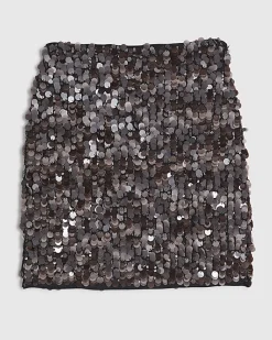 Brown Sequin Mini Skirt