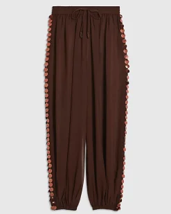 Brown Sequin Side Panel Hareem Trousers