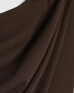 Brown Short Sleeve Asymmetric Drape Jumpsuit