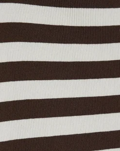Brown Short Sleeve Fitted Stripe Rib T-Shirt