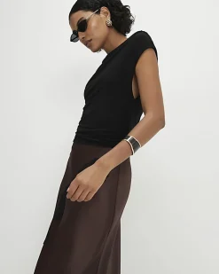 Brown Short Sleeve Lace Hybrid Maxi Dress