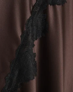 Brown Short Sleeve Lace Hybrid Maxi Dress