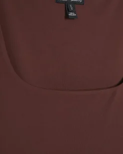 Brown Short Sleeve Scoop Neck Bodysuit