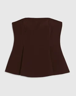 Brown Sleeveless Peplum Bandeau Top