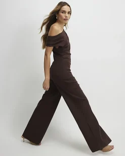 Brown Sleeveless Ponte Drape Top