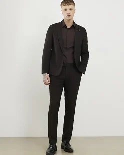 Brown Slim Fit Herringbone Suit Jacket
