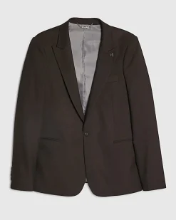 Brown Slim Fit Herringbone Suit Jacket