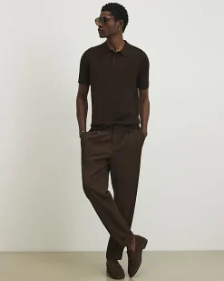 Brown Slim Fit Knitted Polo Shirt