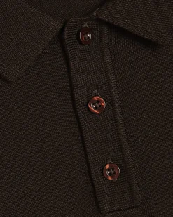Brown Slim Fit Knitted Polo Shirt