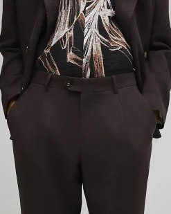 Brown Slim Fit Linen Blend Suit Trousers