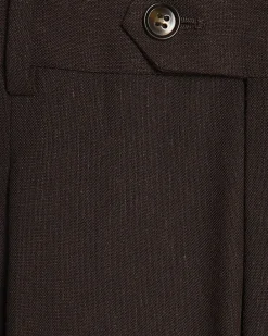Brown Slim Fit Linen Blend Suit Trousers