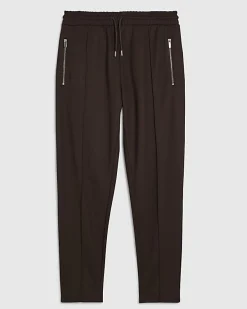 Brown Slim Fit Pique Pintuck Joggers