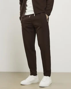 Brown Slim Fit Pique Pintuck Joggers
