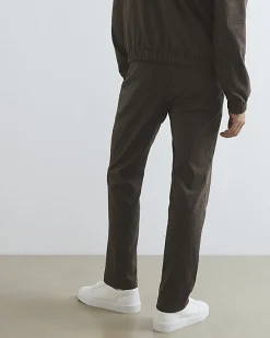 Brown Slim Fit Puppytooth Piped Trousers