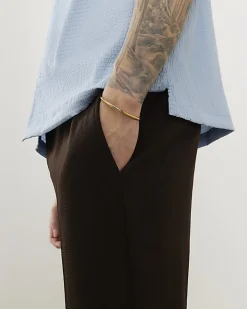 Brown Slim Fit Stretch Textured Trousers