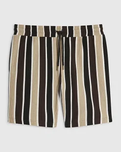 Brown Slim Fit Stripe Shorts