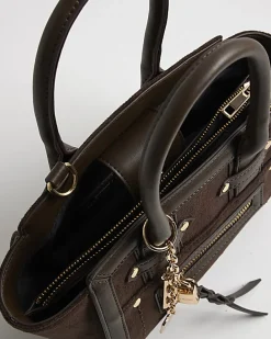 Brown Small Winged Panelled Zip Tote Bag