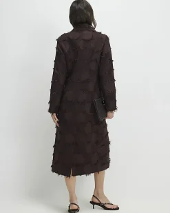 Brown Spot Fringe Longline Duster Coat