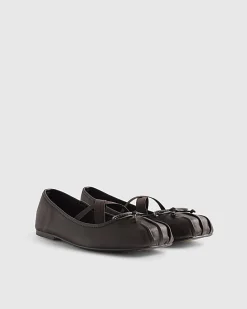 Brown Square Toe Flat Ballet Pumps