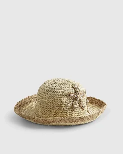 Brown Star Fish Beaded Bucket Hat