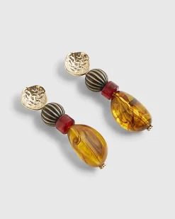 Brown Stone Drop Earrings