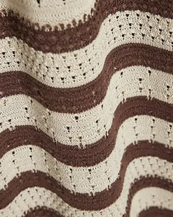Brown Stripe Textured Trousers