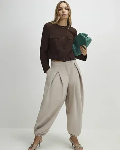 Brown Structured Boxy Trophy Jacket