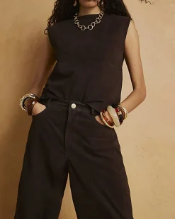 Brown Suede Barrel Leg Trousers