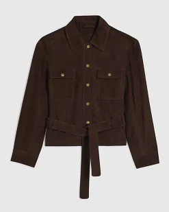 Brown Suede Belted Jacket