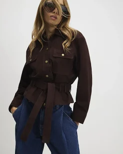 Brown Suede Belted Jacket