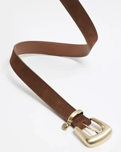 Brown Suede Buckle Belt